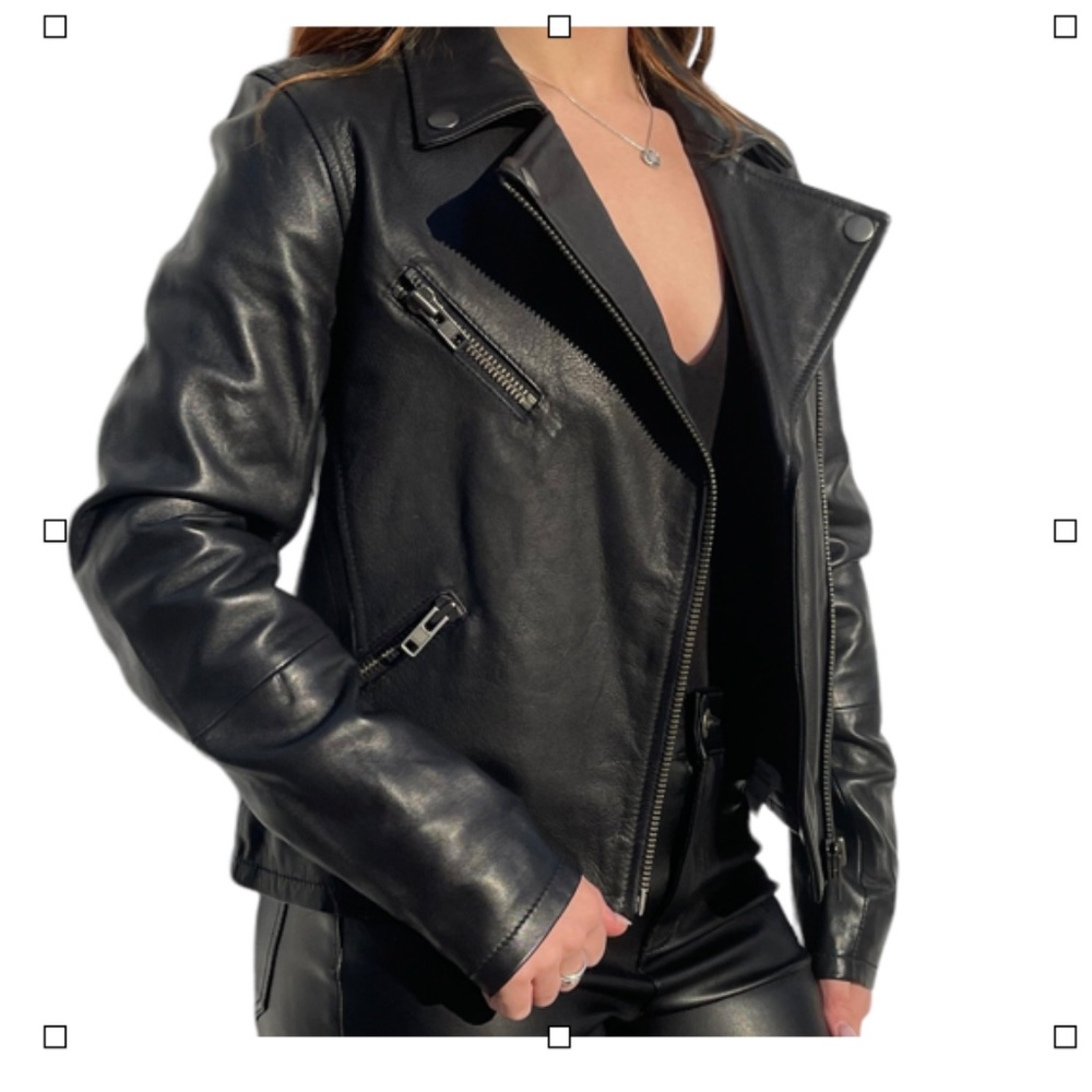 Michael Stars Leather Moto Jacket SZ: Small